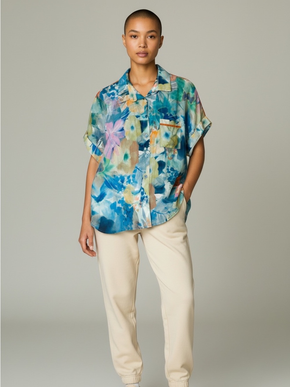 Franck Anna Made in France Women’s Floral Button-Down Shirt Multicolour Size 3
